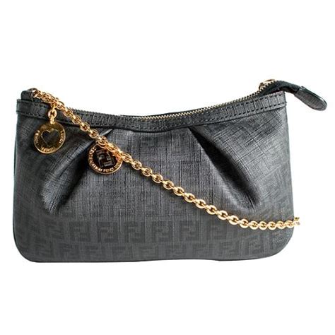 pochette fendi zucchino prezzo|Auth FENDI Zucchino Chain Pochette Hand Bag Brown Black Purse.